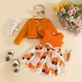 thumbnail image 2 of Toddler Baby Girls Easter Outfits Sleeveless Flower Print Dress Long Sleeve Ruffle Coat Bow Headband Clothing sets, 2 of 6