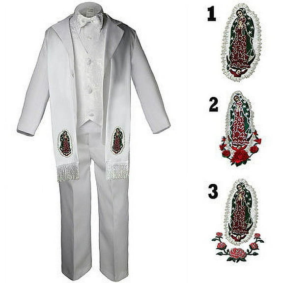 Baby Toddler Kid Boy Christening Baptism White Formal Tuxedo W Stole Suit Sm-20