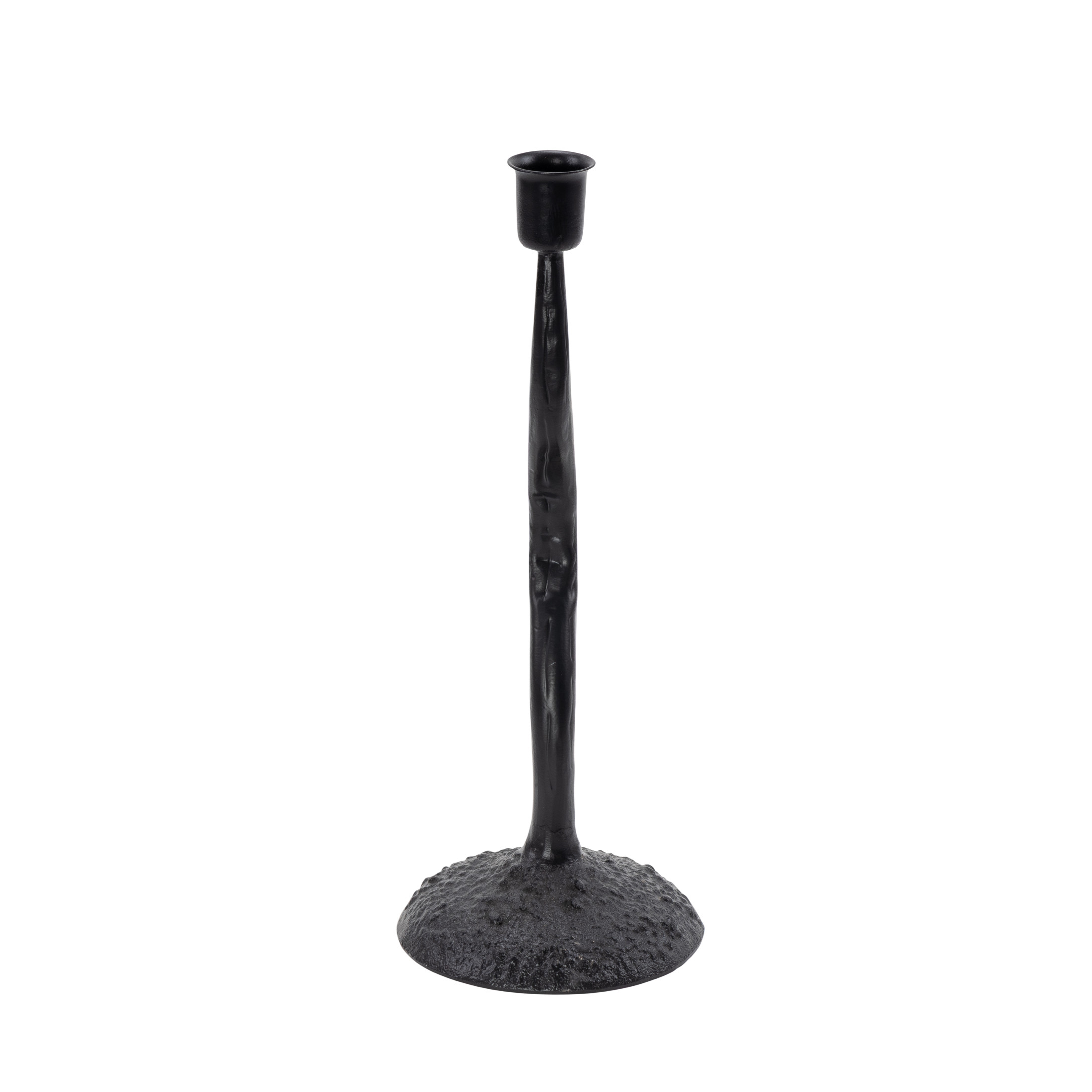 DecMode Black Metal Candle Holder with Round Base