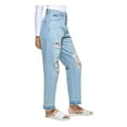 thumbnail image 3 of DKNY Womens Blue Zippered Pocketed Straight Leg Distressed Ankle High Waist Jeans 29\8, 3 of 4