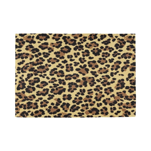 Qxltty Brown Leopard Placemats Set of 1 Heat Resistant Non-Slip Place mat for Dining Table Washable Durable Polyester Woven Table Decorations
