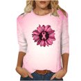 thumbnail image 2 of LEKWK Breast Cancer Shirts for Women Plus Size Pink Ribbon Breast Cancer Awareness T-Shirt 3/4 Sleeve Casual Inspirational Graphic Tee Survivor Gifts,Size S-5XL, 2 of 5