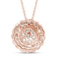 thumbnail image 4 of 1 Carat Round Cut Lab Created Moissanite Diamond Flower Pendant Necklace In 10K Solid Rose Gold Jewelry For Women With 18" Chain (G-H Color, VVS1 Clarity, 1 Cttw), 4 of 7