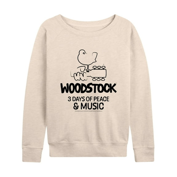 Woodstock - 3 Days of Peace & Music - Outline Drawing - Women's Lightweight French Terry Long Sleeve Shirt