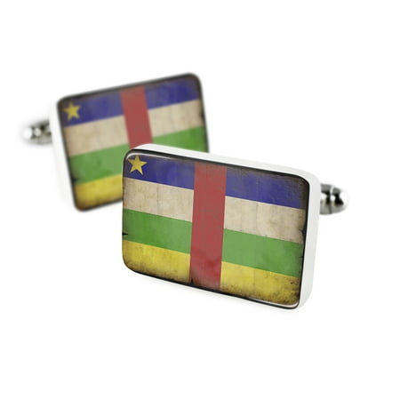 Cufflinks Central African Republic Flag with a vintage lookPorcelain Ceramic NEONBLOND