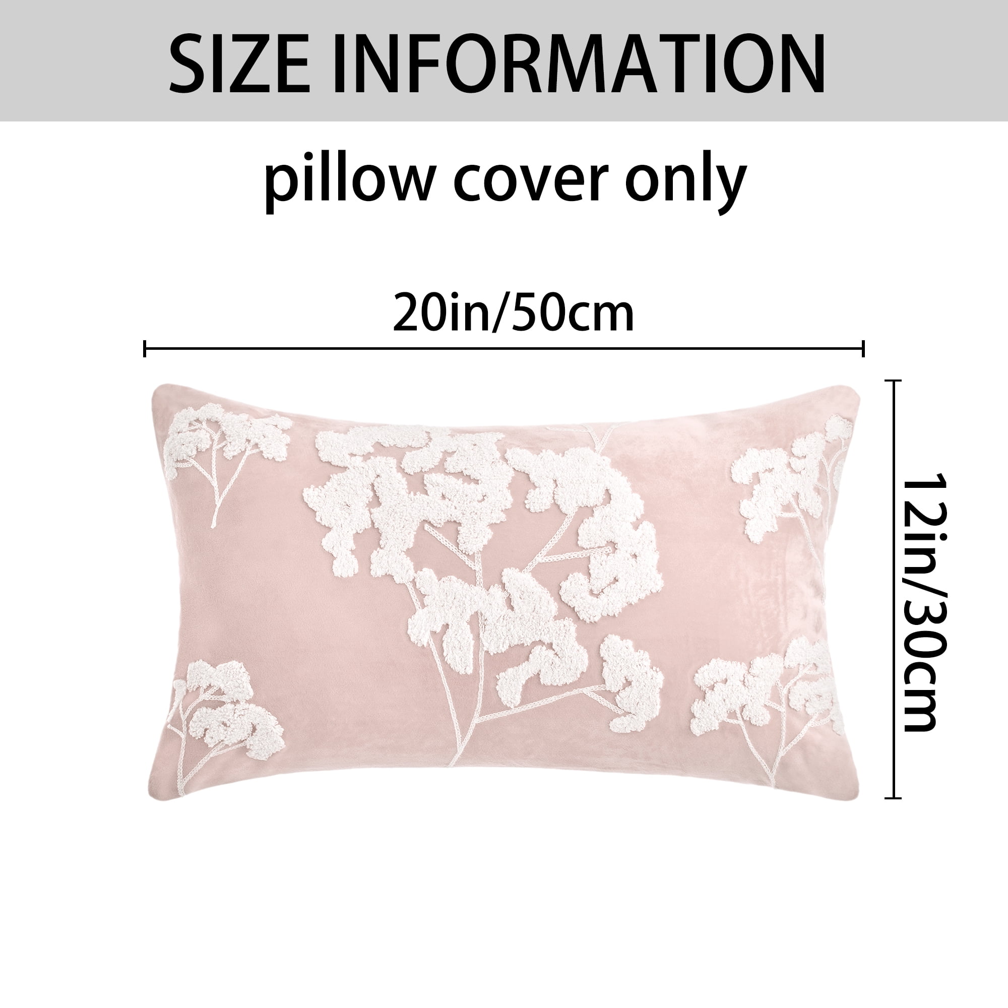 Unique Bargains Velvet Throw Pillow Covers with Blossom Pattern Pack of 2 Pink 20" x 12"