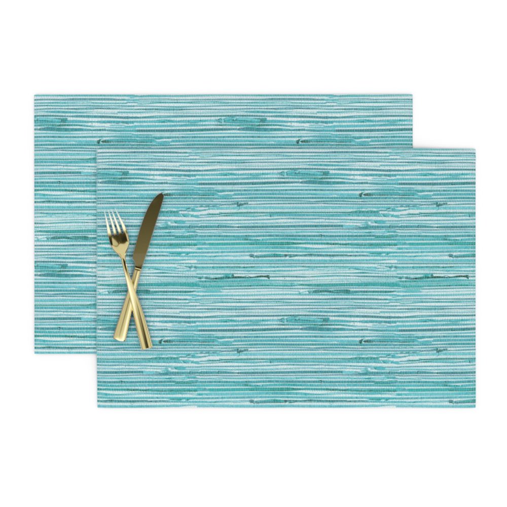 Cloth Placemats Teal Rustic Stripe Aqua Blue Coastal Decor Beach Set of 2