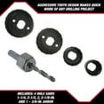 Hyper Tough Hole Saw Set with Arbor 11/4Inch, 11/2Inch, 2Inch and 21/8Inch, 3580