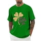 thumbnail image 1 of Blusas y camisas de manga corta con cuello redondo para hombre. Blusa de poliéster con hombros caídos y cuello redondo con estampado del Día de San Patricio., 1 of 3
