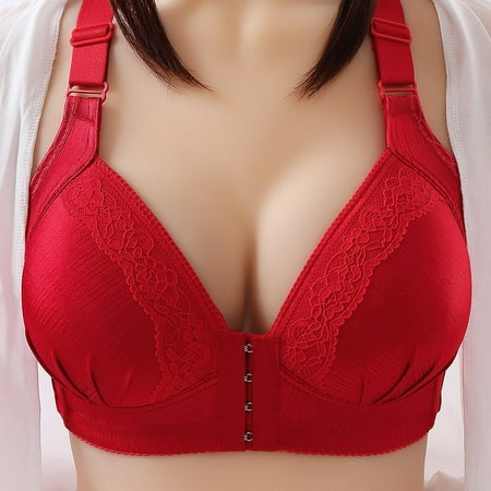 

WQJNWEQ Bras Clearance Summer Fall Woman s Solid Color Fashion Bowknot Comfortable Hollow Out Bra Underwear No Rims Red