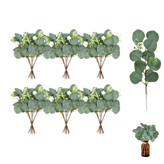 TGY Artificial Eucalyptus Leaves Branches,Pack of 20 Reuable Fake Eucalyptus Leaves for Holidays Home Decor,Wedding Bridal Bouquets