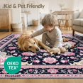 thumbnail image 4 of ODIKA Floral Boho Medallion Design With Vintage Petal Toss And Slim Border Easy Care Kids Safe for Small Living Room, Playroom, Bedroom, 4 of 7
