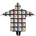 thumbnail image 2 of Oversized Wearable Blanket Hoodie,Math Equations Science Icons Blue Pattern Sherpa Blanket Hoodie with Super Pockets,Super Warm Fuzzy Pullover for Women & Men, 2 of 6