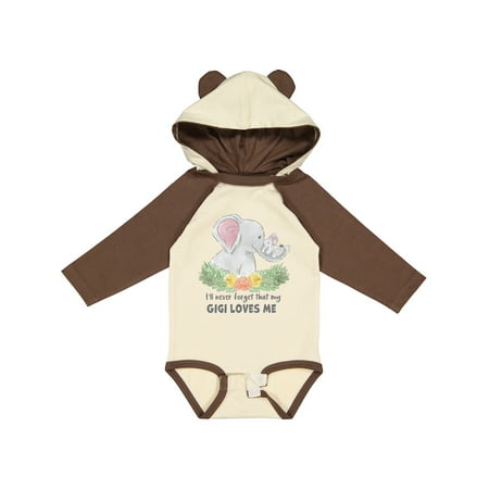 

Inktastic I ll Never Forget That My Gigi Loves Me with Cute Elephants Gift Baby Boy or Baby Girl Long Sleeve Bodysuit