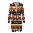 thumbnail image 5 of Vestido de sudadera con capucha estampado de manga larga con cremallera informal de Navidad para mujer a la moda Pompotops hdfakjf5715, 5 of 5