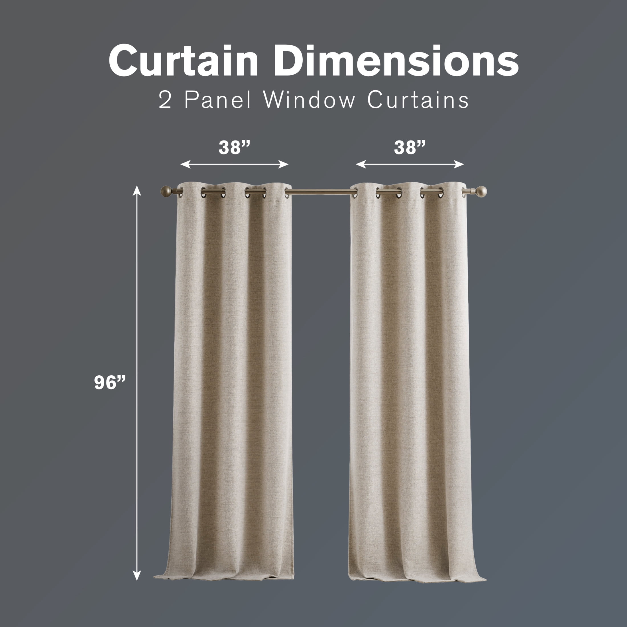 Brookstone Taupe Josie Blackout Grommet 38" W x 96" L Window Curtain Panel Pairs