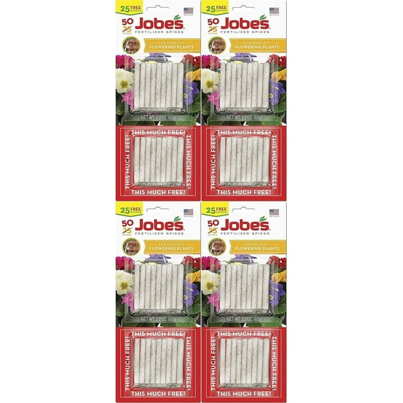 Jobe's 05231T Flowering Plant Fertilizer Spikes 10-10-4, 4 Pack, Multicolor