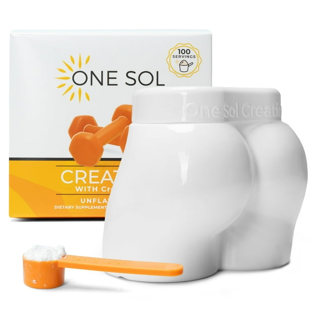 One Sol Creatine for Women Booty Gain, All Natural Women's Creatine Powder with Creapure, Increase Lean Muscle Mass, Reduce Recovery Time, Promotes Brain & Bone Health (Unflavored, 100 Servings)