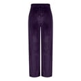 thumbnail image 5 of LRen Women's Velvet Pants High Waist Elegant Trousers with Pockets Work Business Ankle Pants ,Purple,XXL, 5 of 7