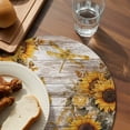 thumbnail image 3 of Farmhouse Sunflower Round 13 Inch Placemats Set of 4, Vintage Daisy Butterflies Rustic Wood HeatResistant Non Slip Place Mats for Dining Table, Wipeable Braided Kitchen Table Mats for Housewarming, 3 of 9