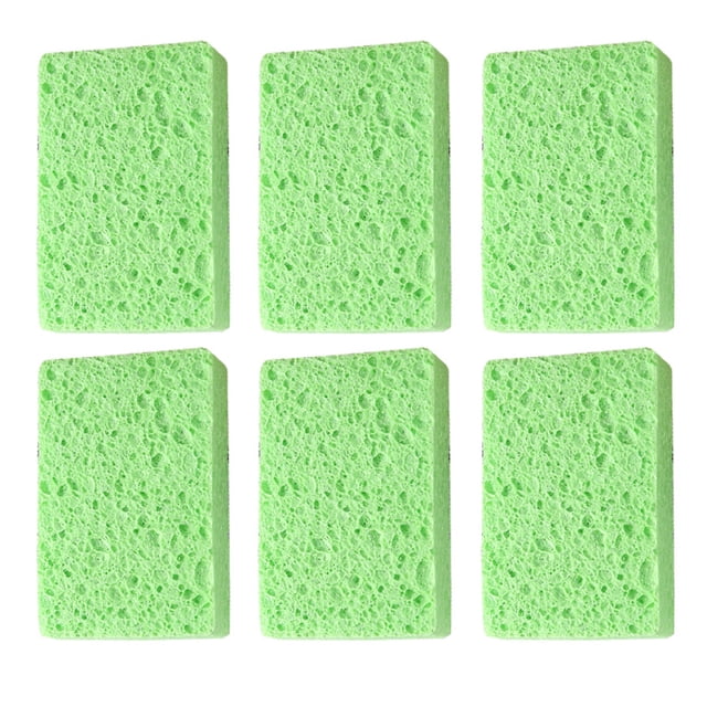 6pcs Cellulose Sponges,Heavy Duty Scrub Kitchen Sponge,Clean Tough Messes Without Scratching Sponges Kitchen