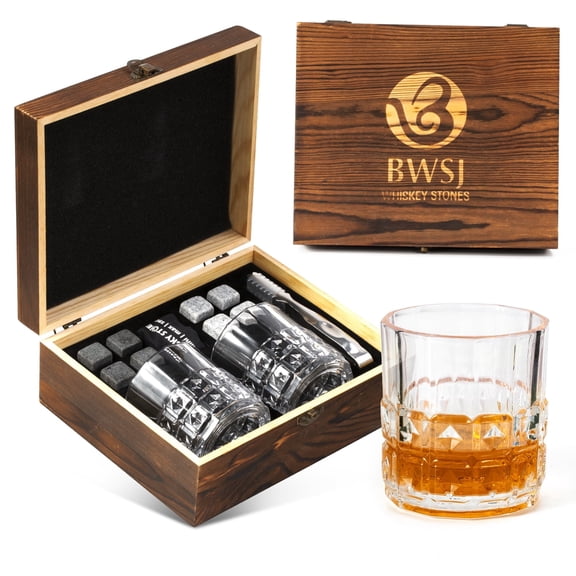 Whiskey Glass Set with Chilling Stones - Thoughtful for Men, Dad, Husband, Boyfriend - Ideal for Birthday, Father's Day, Anniversary & Retirement Celebrations