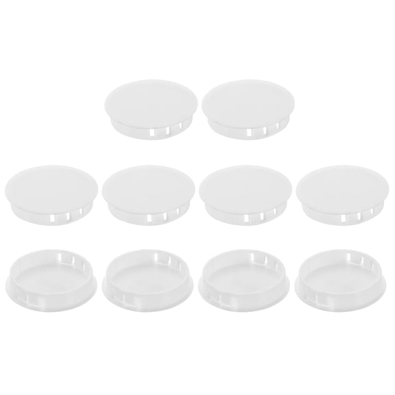 10Pcs Plastic Hole Plugs, 50mm(2") Flush Type Panel Plugs, Round Snap Knockout Locking Plugs for Furniture Insert End Caps Panels, White