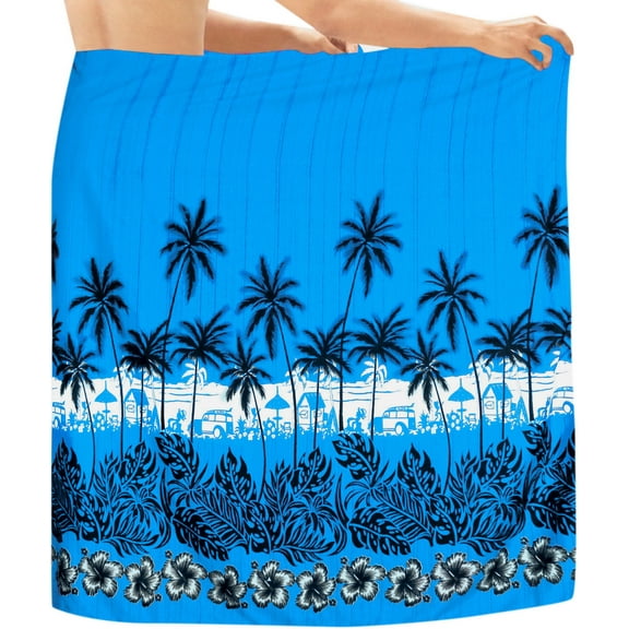 HAPPY BAY Men's Pareo Swim Trunk Vacation Sarong Beach Wrap One Size Aqua, Floral Summer Vacation Aloha