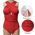 thumbnail image 3 of Women One Piece Swimsuits Front Cross Keyhole Tummy Control Backless Bathing Suit - Red, 3 of 5