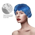 thumbnail image 2 of KLL Sparkling With Blue Pattern Shower Cap & Bath Cap for Women,Reversible Oversized Waterproof Shower Caps for all Hair Lengths,Elastic Reusable Bathing Hair Cap, 2 of 6