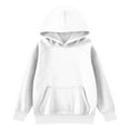 thumbnail image 2 of TQWQT White Plain Hoodie for Girls Long Sleeve Solid Basic Cute Pink Hoodie Drawstring Preppy Pullover Kids Clothes Size 9-10 Years, 2 of 5