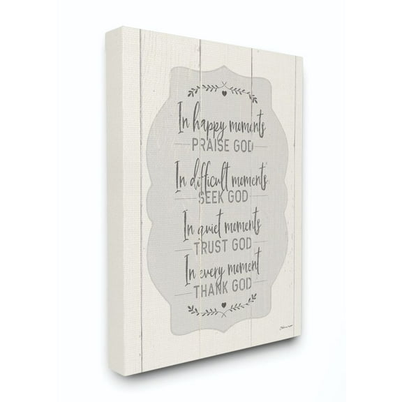 Stupell Industries Religious Happy Moments Inspiration Grey Word Design Canvas Wall Art by Stephanie Workman Marrott