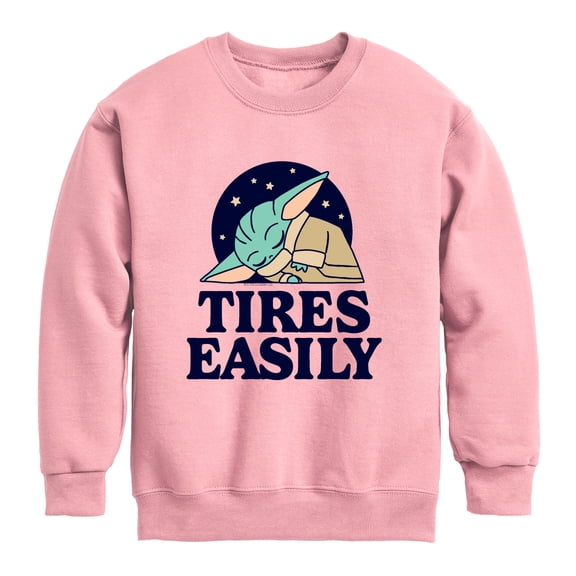 Star Wars - Tires Easily Grogu - Youth Boys Crew Fleece Sweatshirt