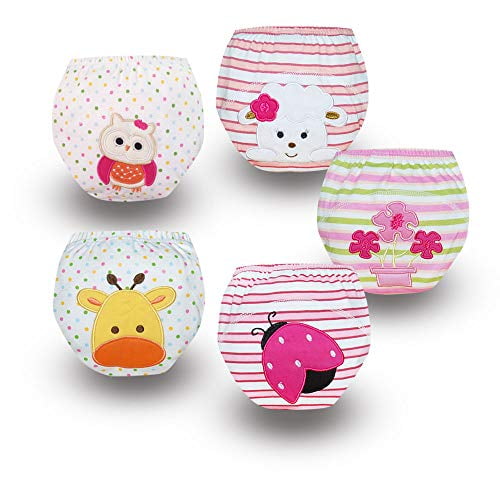 Baby Toddler Girls Cute 5 Pack Potty Training Pants Reusable Underwears  Cloth Diapers 