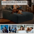 thumbnail image 7 of 50 Inch Chaise Lounge Chair Indoor, Oversized Corduroy Upholstered Boneless Sofa Bed, Deep Seat Sleeper Couch Reading Chairs, Cloud Sofas Couches for Living Room, No Assembly Required (Dark Grey), 7 of 7