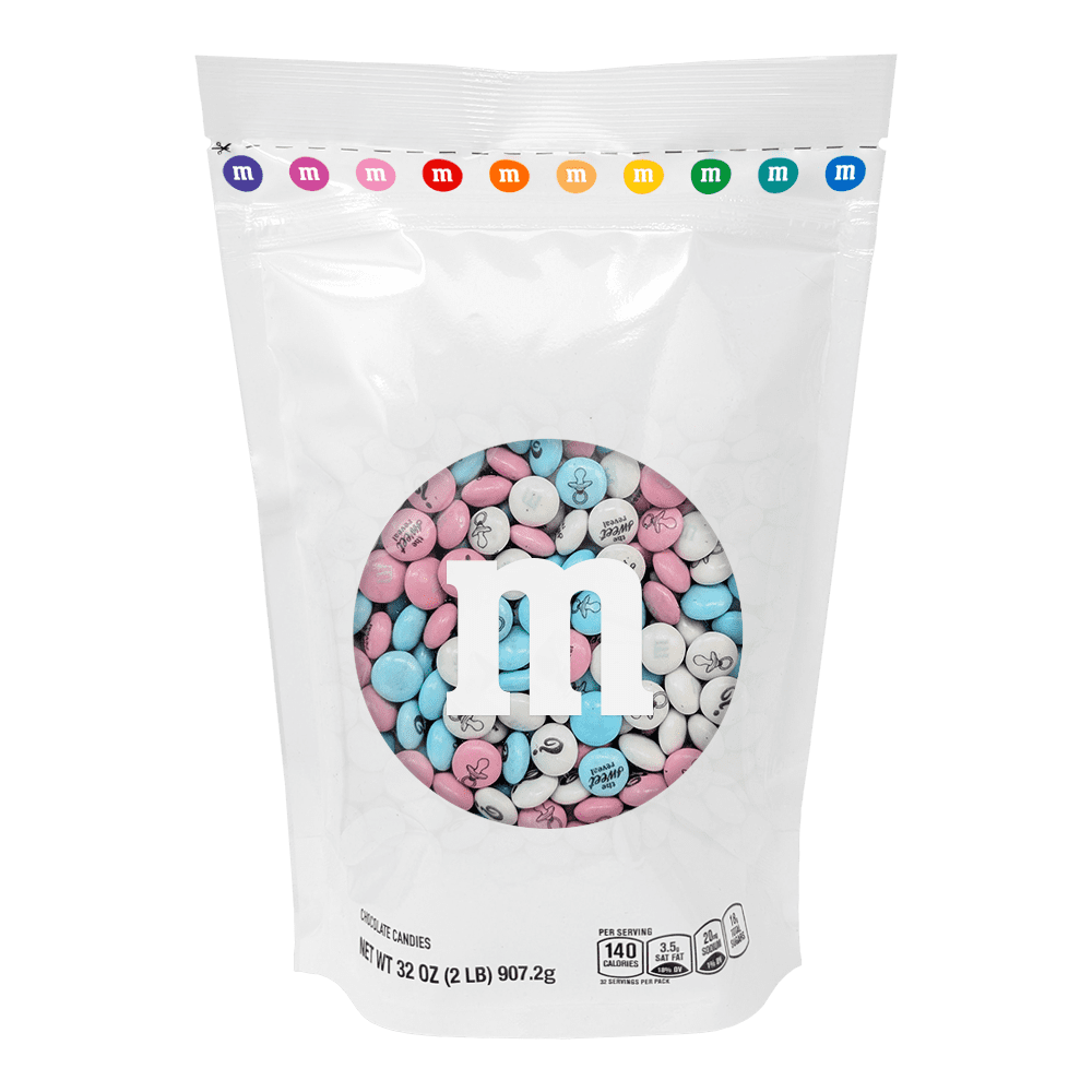 M&M'S Gender Reveal Milk Chocolate Candy, Baby Shower or Reveal Party Candy, 2lb Resealable Bulk Bag