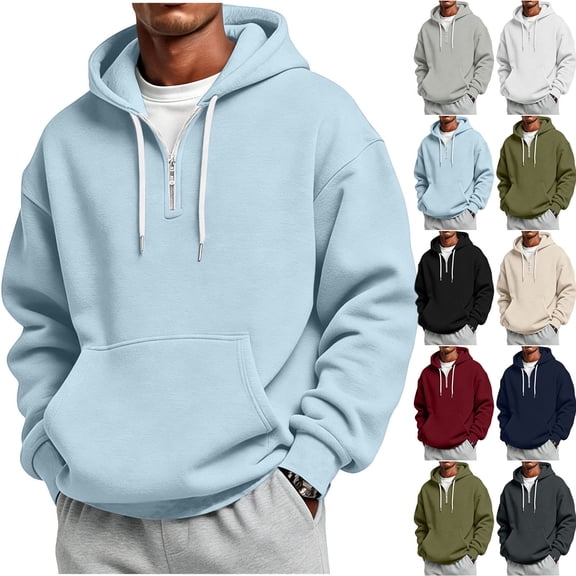 LIaqionyy Quarter Zip Pullover for Men Oversized Long Sleeve Sweatshirt Casual Lightweight Workout Tops
