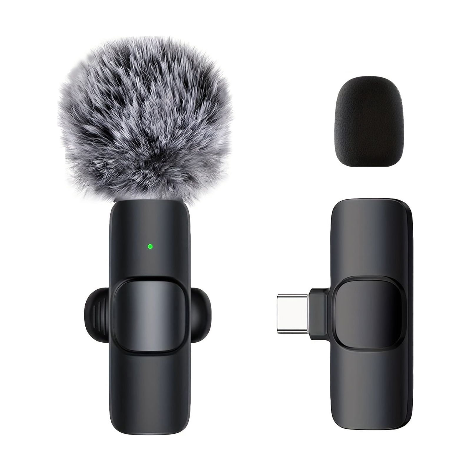 Wireless Lavalier Microphone with 1-Touch Recording, Clip-On, USB-C, Omnidirectional, for Streaming, USB Rechargeable, Plug & Play