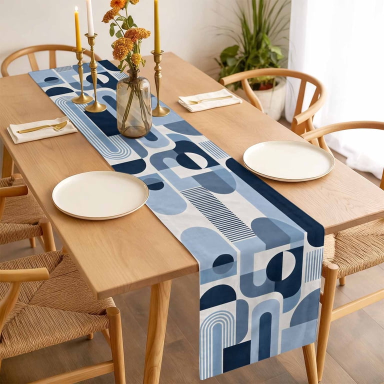 Table Runner Dresser Scarves 70 Inch Long,Blue Gradient Color Block ...