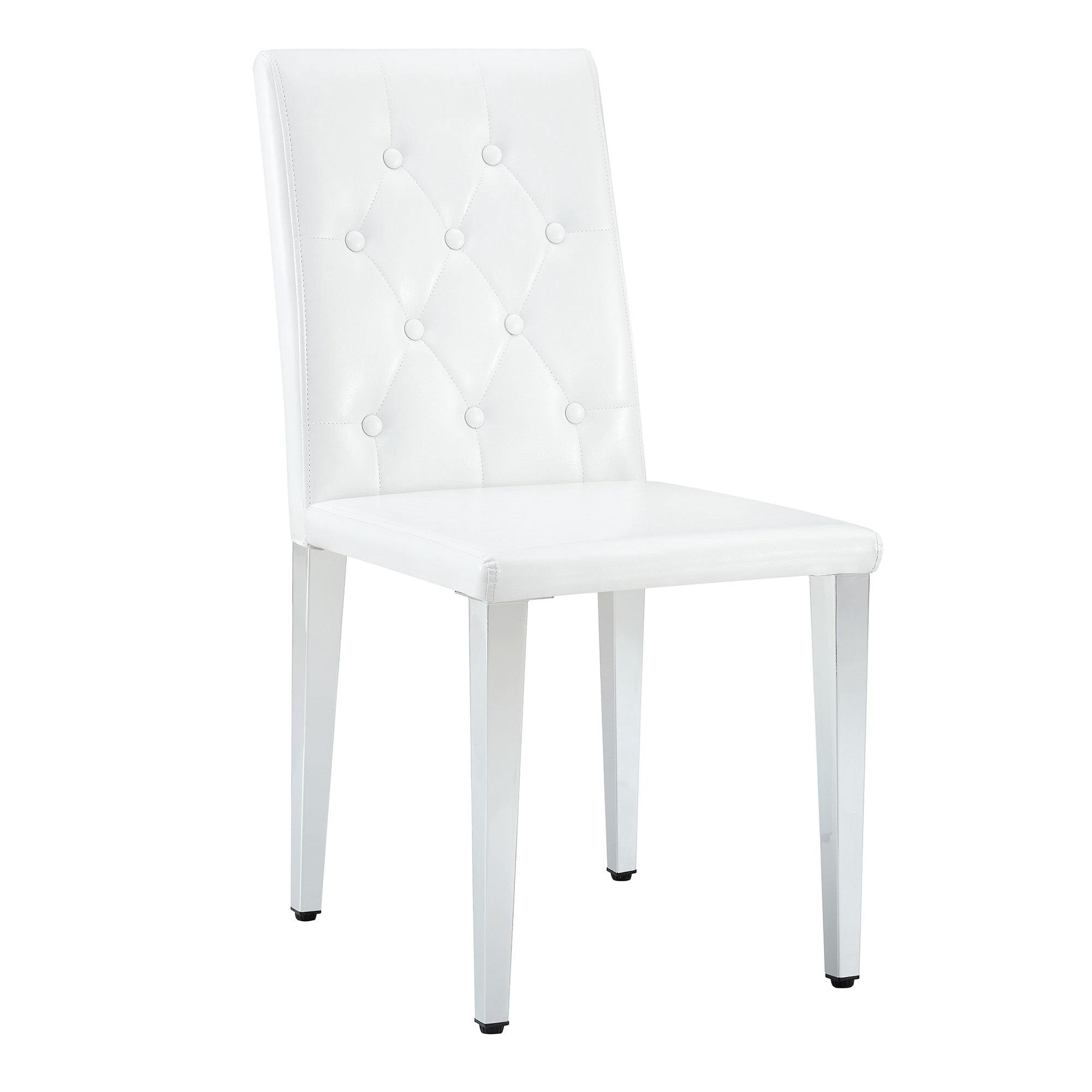 Sailvan PU Dining Chairs, 35 Inch Ergonomic Buckle Backrest with Silver Metal Legs