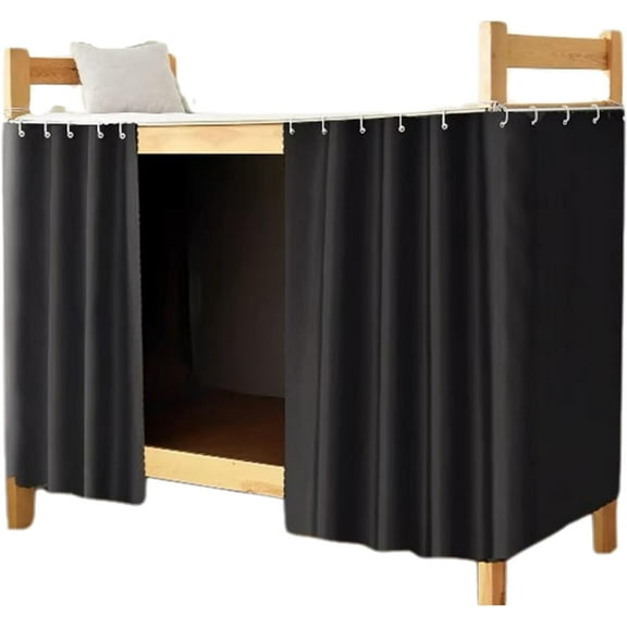 Bottom Bunk Bed Blackout Curtains: Solid Thicken Bottom Bunk Bed Curtain, Dorm Bed Curtain for Men Women Collage Students (2 Panels, Black)