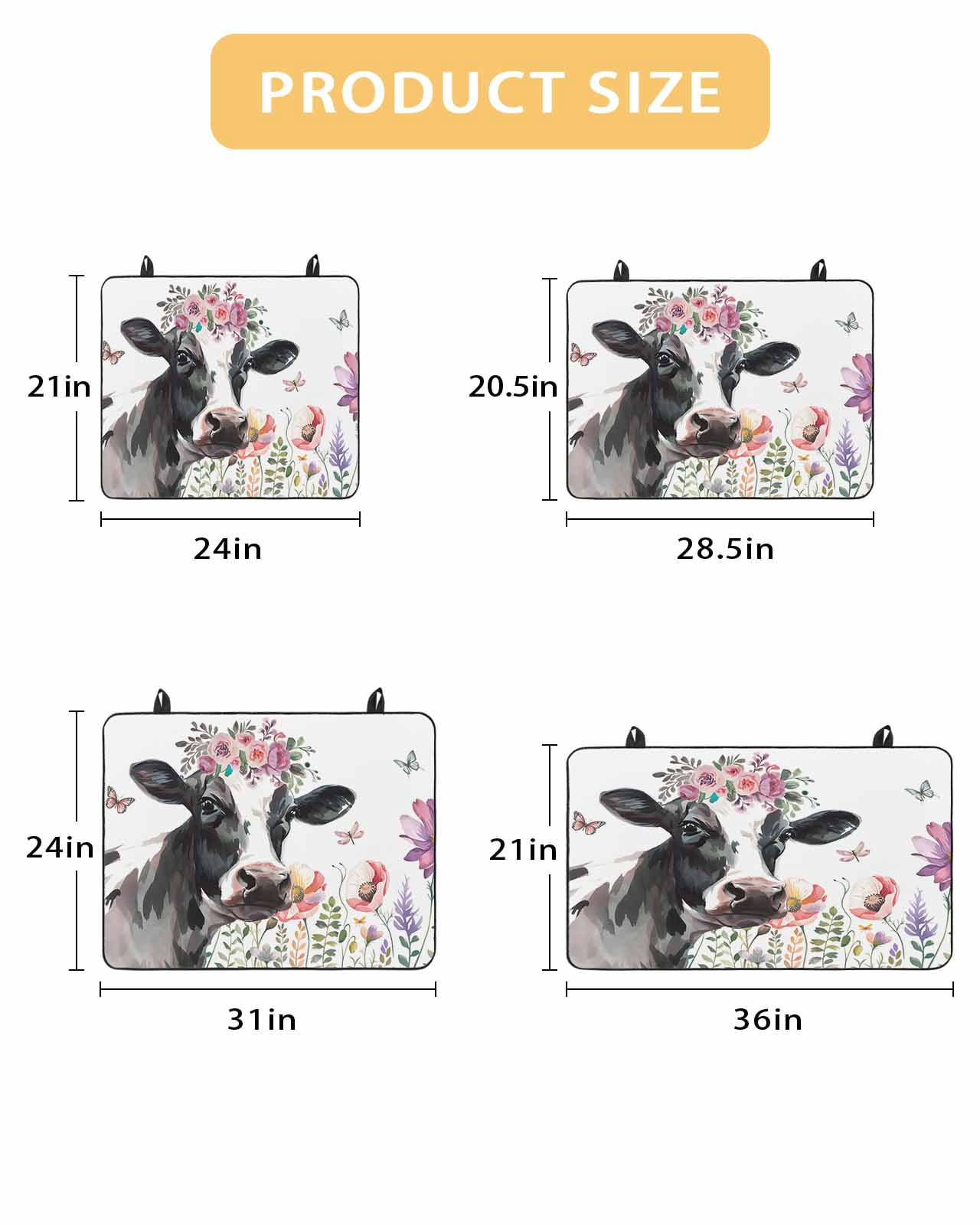 nqOlkjepod Large Induction Cooktop Protector Mat 24"x21", Cow Flower Stove Top Covers for Electric Stove, Farmhouse Cattle Botanical Butterfly Floral Stove Burner Cover Mats, Glass Top Stove Cover