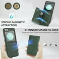 thumbnail image 3 of Allytechgroup 2 in 1 Wallet Case for Samsung Galaxy Z Flip 7, PU Leather [Compatible with Magsafe] Detachable Cards Holder Shockproof Anti-Scratch Slim Fit Shell Cover for Galaxy Z Flip 7, Green, 3 of 7