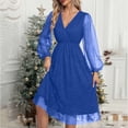 thumbnail image 2 of OSOLU Solid Color 2025 Women Sparkly Sequin Long Dress V-Neck Long Sleeve Glitter Bodycon Party Club Dresses Trendy Sundress Wedding Guest Dress, 2 of 5