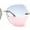 Gold / Blue Pink, variant on Womens Rimless Rhinestone Bevel Angular Lens Butterfly Sunglasses Gold Blue Pink