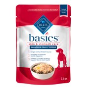 Blue Buffalo Blue Basics Skin & Stomach Care, Salmon in Gravy Natural Wet Dog Food Topper, 2.5 oz., Case of 24