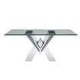 thumbnail image 2 of Wood and Glass Dining Table with Mirror and Faux Crystal Inlays, Silver and Clear, 2 of 5