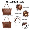 thumbnail image 3 of Bolso de mano Utenwat, tamaño grande, 16 L, piel vegana para mujer, color marrón oscuro, 3 of 6