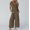 Coffee, variant on Aboser Women's Wide Leg Overalls Casual Capri Jumpsuit with Pockets Loose Short Sleeve Rompers Comfy Button Down Jumpsuits