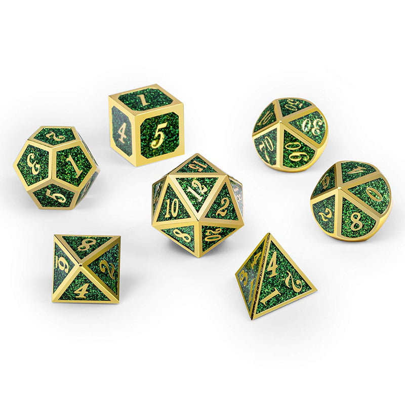 Details about   7Pcs Metal Polyhedral Dice Set for RPG Role Playing Tabletop Game Green Purple 